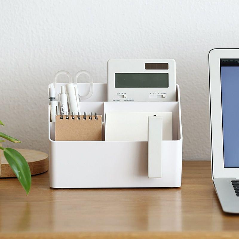 Simple Brush Colored Pen Marker Desktop Stationery Storage Box Multi-Functional Three Squares Desktop Sundries Storage Holder