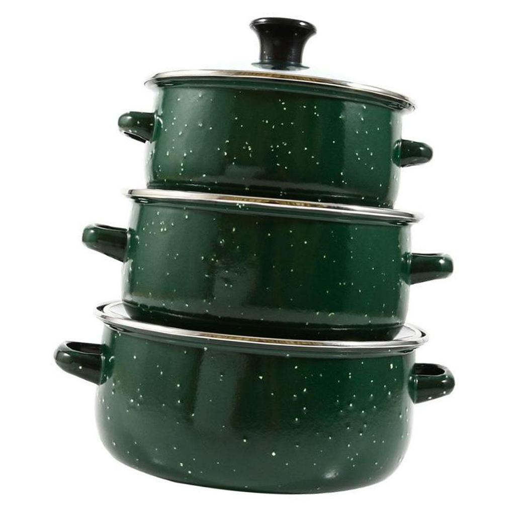 3Pcs Enamel Stockpot with Lid Cookware Housewarming Gifts Practical Creative