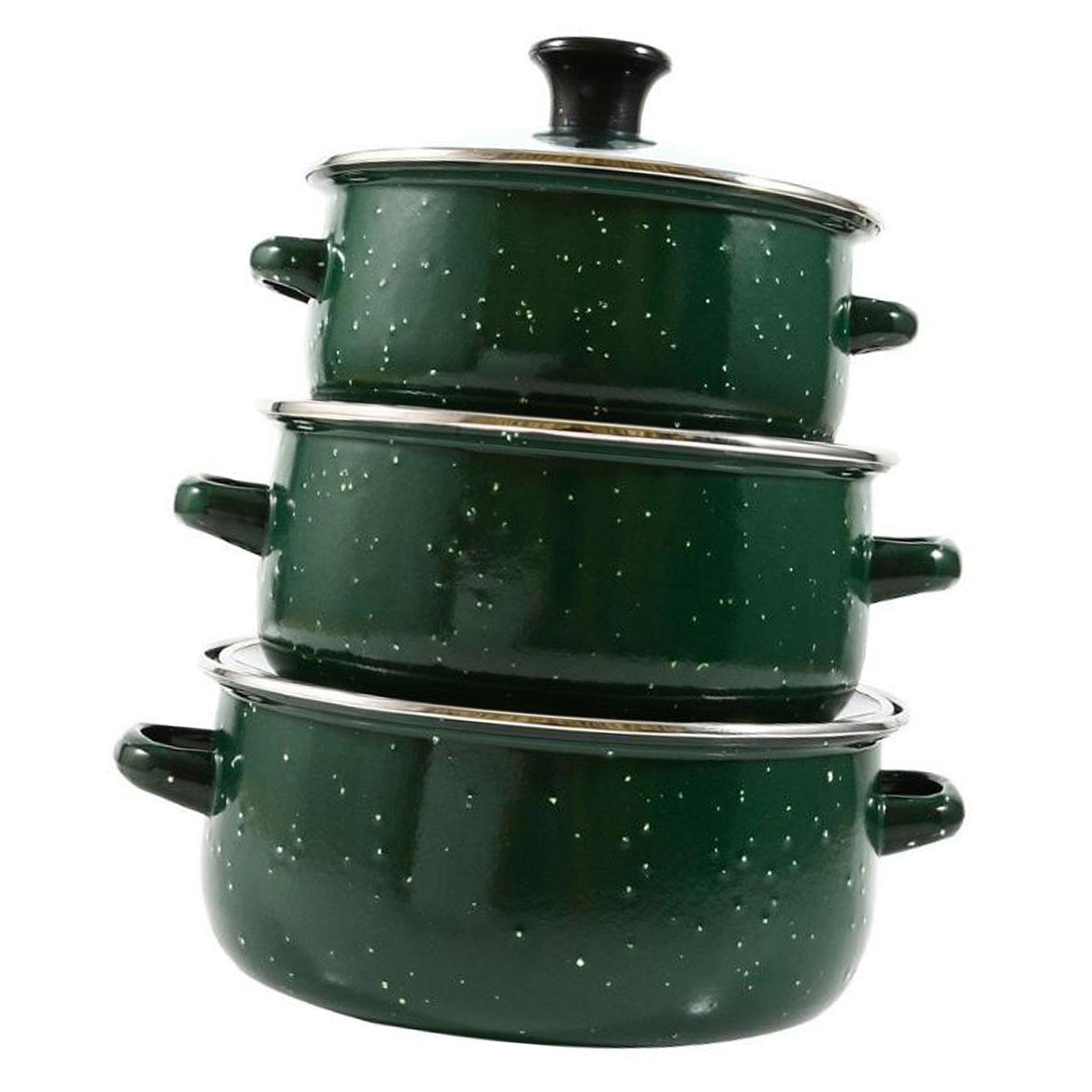 3 шт. Эмалированная кастрюля с крышкой Сотейник Многоцелевая Жаропрочная Креативная