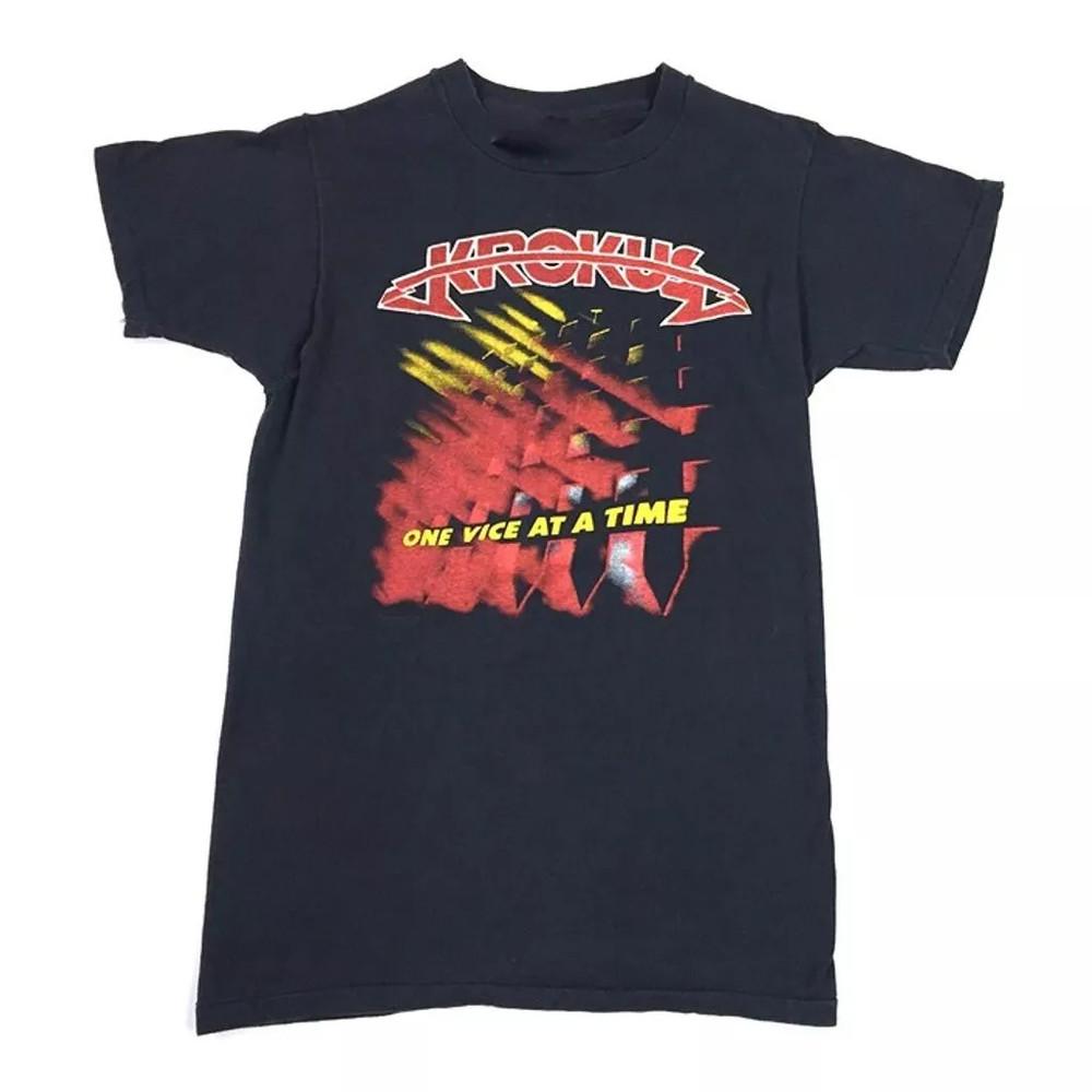 

Футболка Krokus Band One Vice At A Time Тур 1982 Полный Размер S-5XL FH1036 Унисекс Футболка XXL