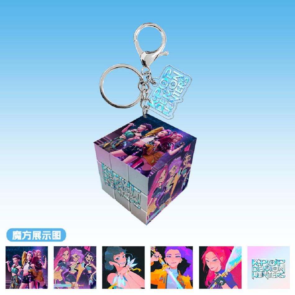 Kpop Demon Hunters Fashion Jewelry Mini acrylic Keychains Movable Square Cube Idol Rumi Zoey Jinu Mira Tiger model Toy Gifts