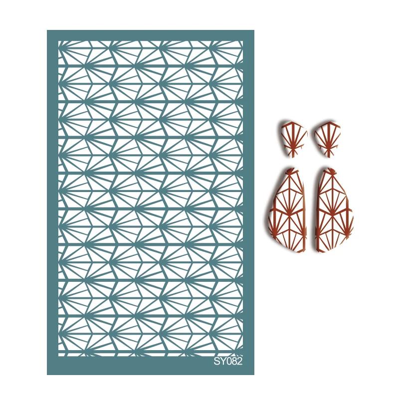 Polymer Clay Coloring Silk Screen Stencil Reusable Line Pattern Printing Clay Stamps DIY Earrings Jewelry Making Pottery Tools