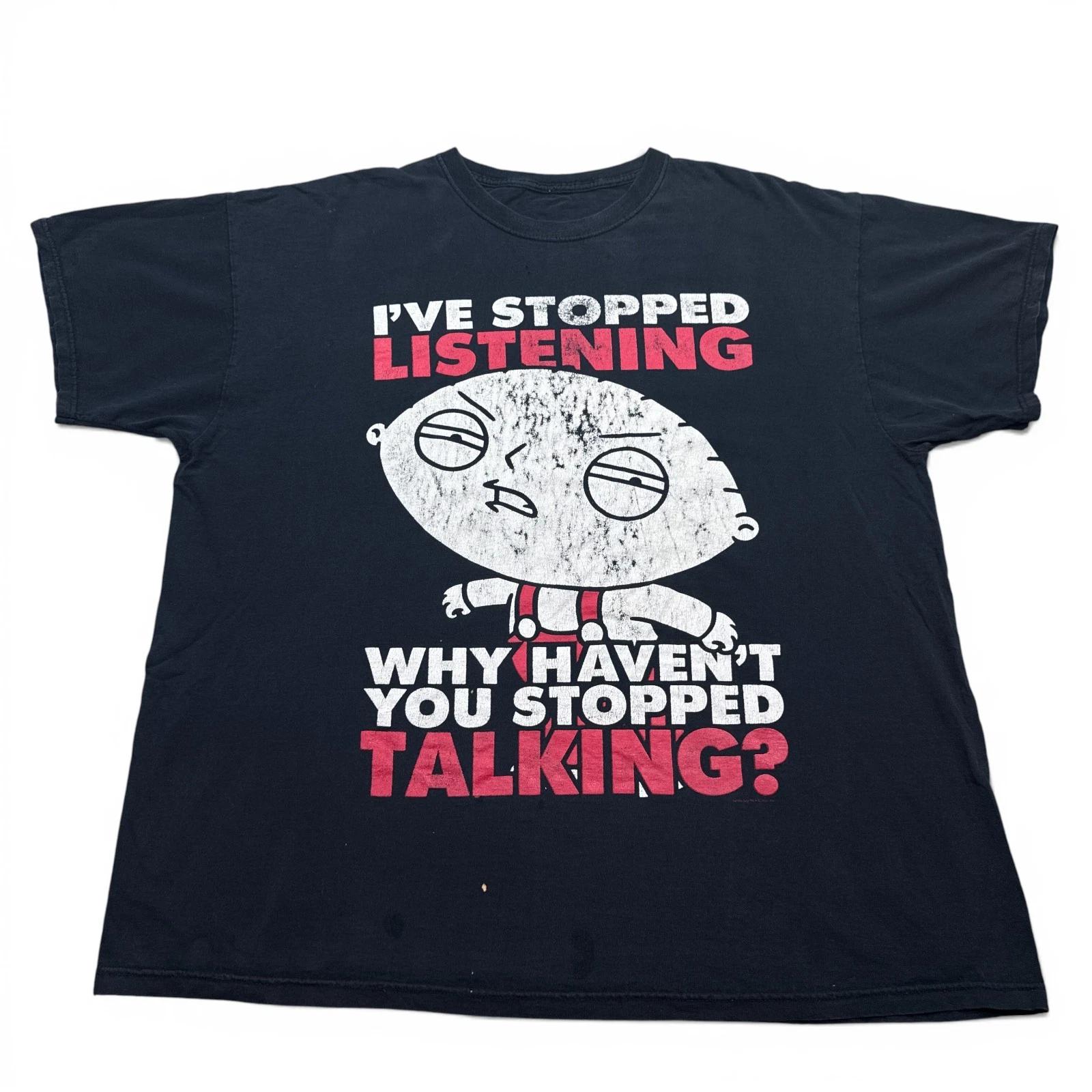 

Винтажная футболка Family Guy Stewie Y2K Мужская Размер 2XL XXL Черная Ретро Футболка 3XL