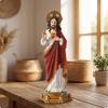 Religious Figurine Detailed with Golden Circlet Classical Resin Statue for Altar, Prayer