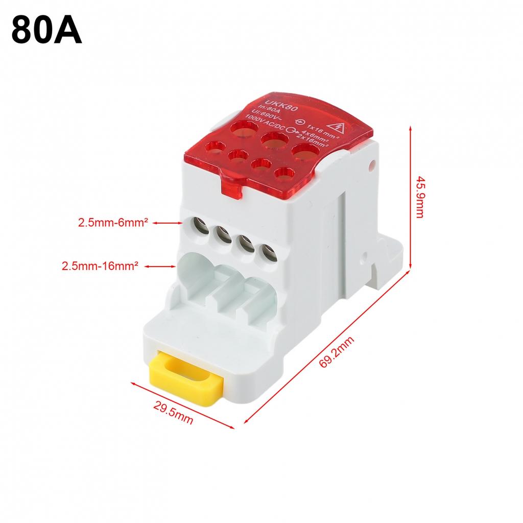 Multi Current DIN Rail Terminal Block Connector for Power Wiring Red
