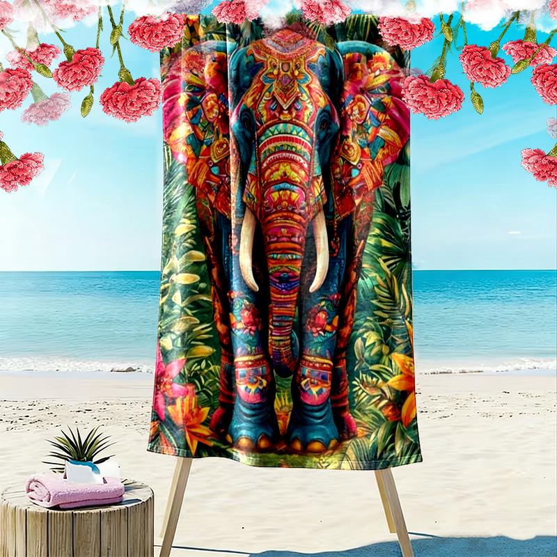 Serviette de plage imprimé éléphant majestueux, grande serviette douce à séchage rapide pour la plage, le camping, la natation