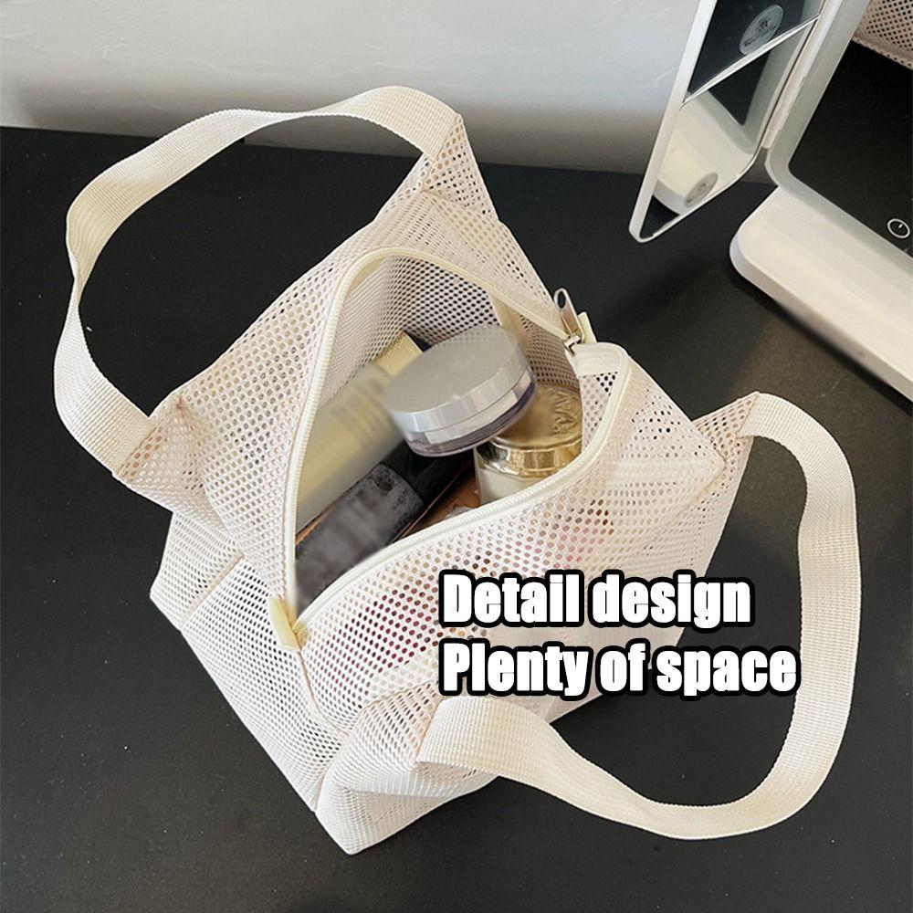 Casual Mesh Tote Beach Bag with Handle Bath Storage Handbag Toiltery Makeup Bag Sports Accessories
