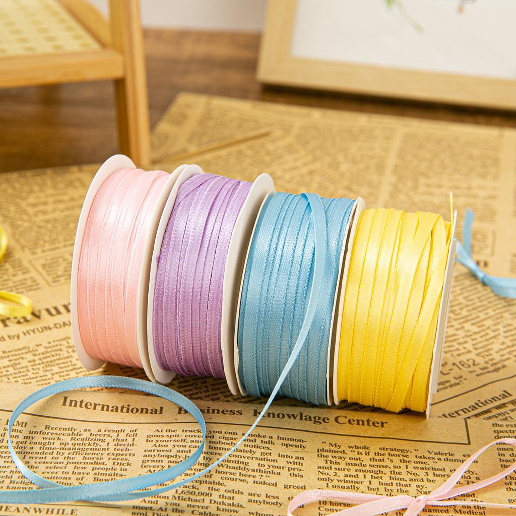 0.3cm Double-Sided Encrypted Silk Ribbon: Handmade Bow Hair Accessory & Gift Box Headdress