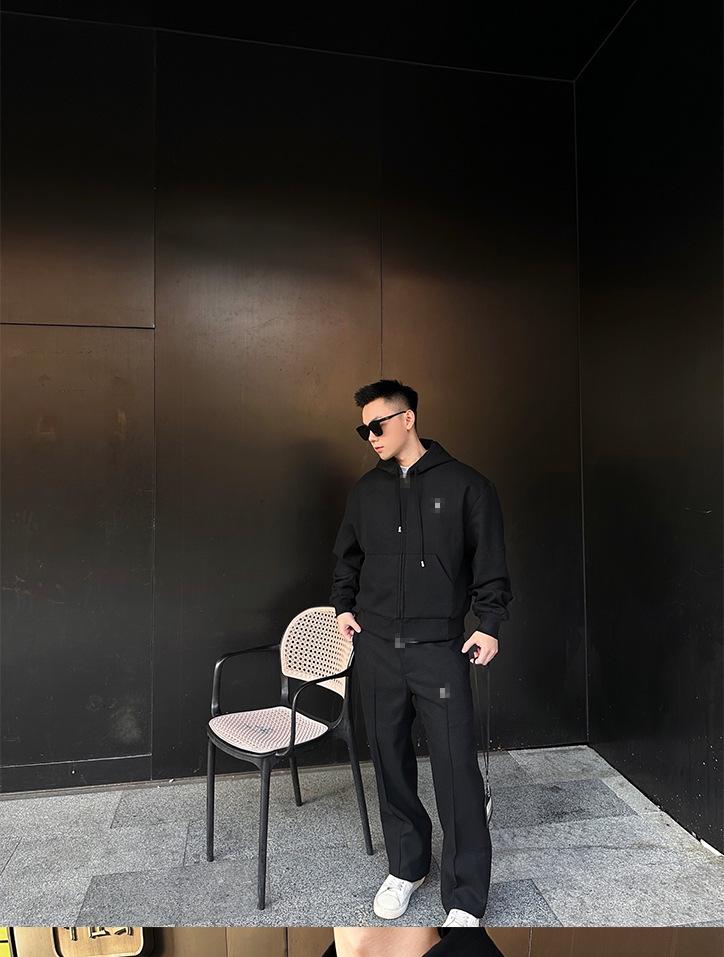 Nan You Lv Jia Men's Wool-Cotton Logo Hoodie: Heavyweight Winter Casual Long Sleeve Sweatshirt