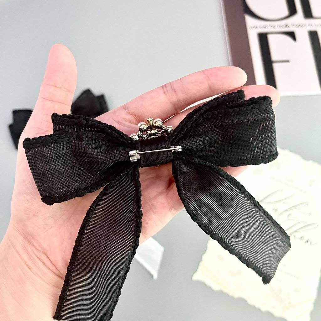 Vintage Rhinestone Pearl Bow Tie Brooch College Suits Style Shirts Dress Accessories Collar Flower Korean Women's Jewelry Gifts