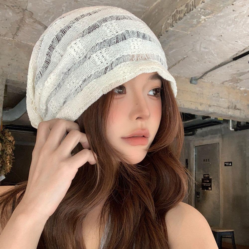 Breathable Beanies Hat Sweet Knitted Hat Casual Hollow Pullover Hat  Apparel Accessories