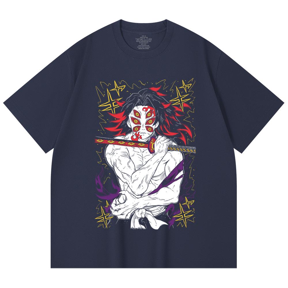 230 g/m² 100% Baumwolle Demon Slayer V36 Kokushibo Aufdruck Unisex Schweres Baumwoll-T-Shirt