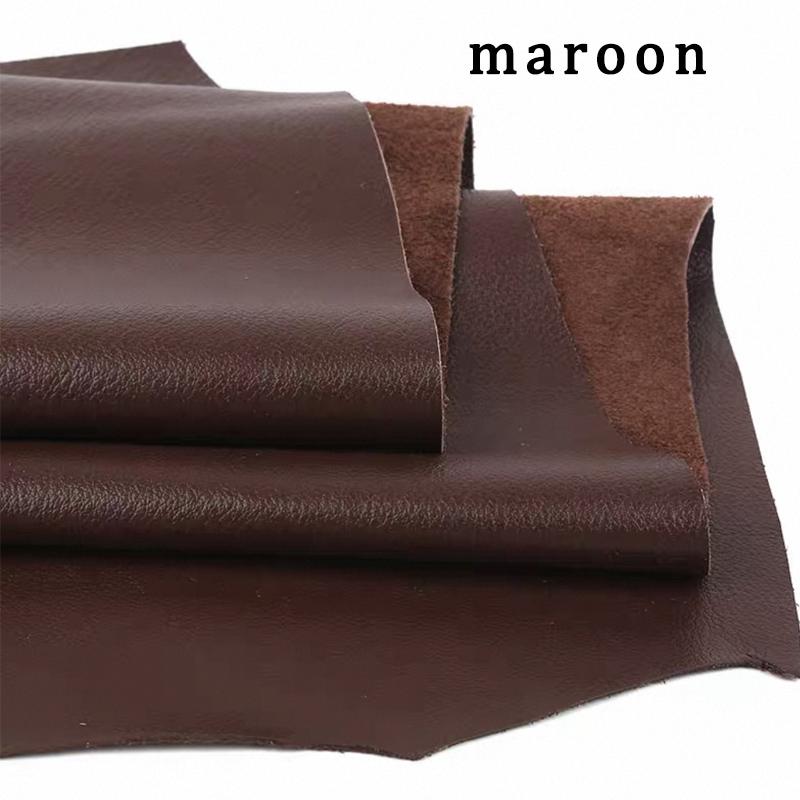 Flat weave cowhide leather material, top layer brown sofa seat cushion, headboard soft package, car seat leather fabric, fine gr