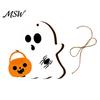 Seasonal Wooden Decorations Halloween Ghost Hanging Sign with Hemp Rope, Cute Rustic Pendants for Home Party Wall Holiday Decor