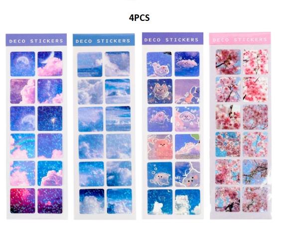 1pc Stickers Scenery Glitter PVC Decorative Decal Seal for DIY Diary Planner Scrapbook Album School Supplies Kawaii Stationery