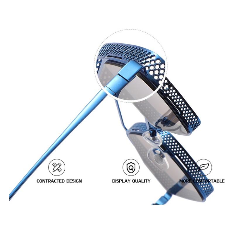 Vintage Steampunk Unisex Sunglasses Luxury Designer Punk Glasses Rhombus Alloy Frame Shades for Men and Women