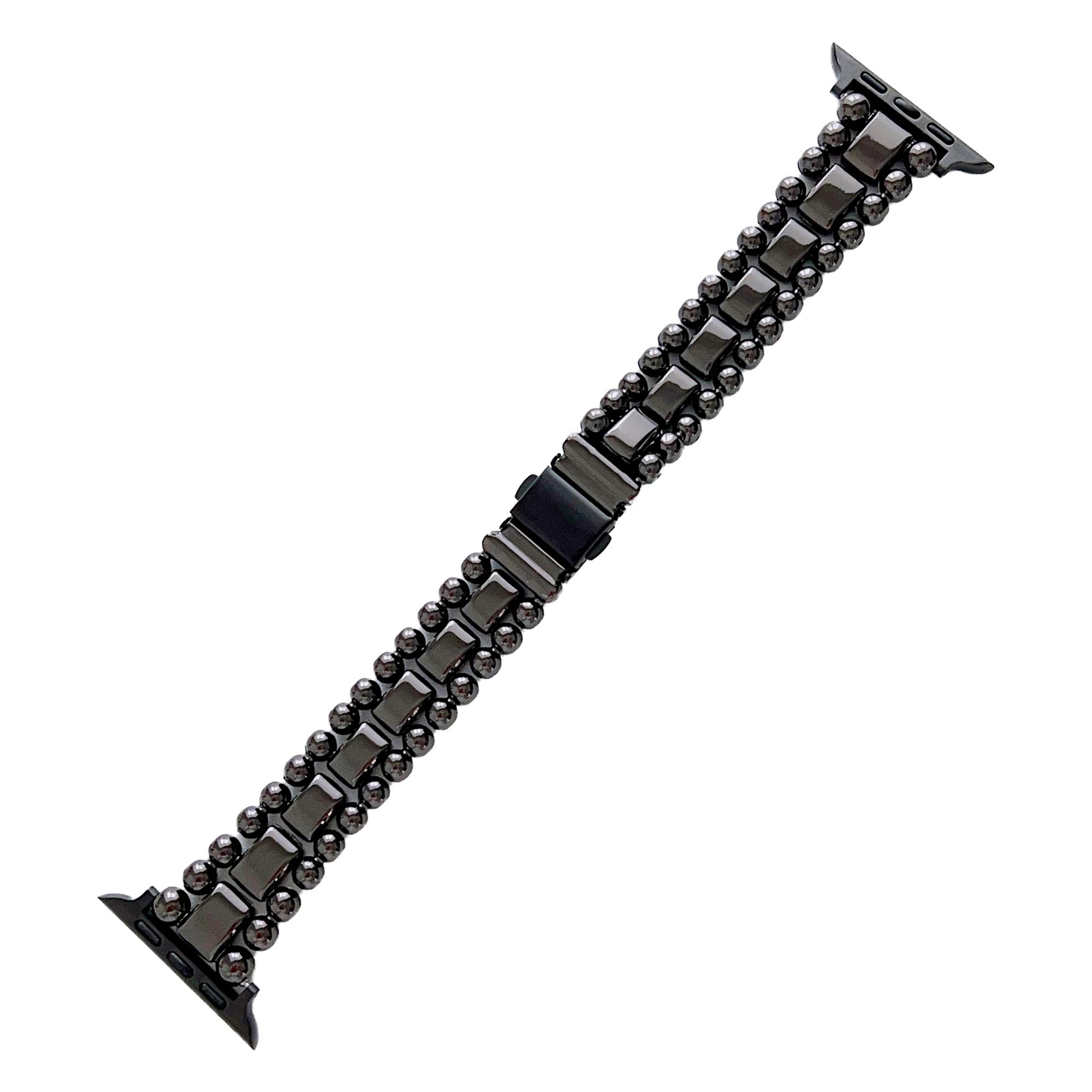 

Watch Strap for Apple Watch Series 10 42mm/9 8 7 41mm/SE (2023) SE (2022) SE 6 5 4 40mm/3 2 1 38mm Metal Bead Watch Strap Black