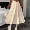 Drape High-Waist Slim-Fit Midi Skirt for Women - Spring/Summer Loose Pleated Flattering A-Line Maxi Half Skirt