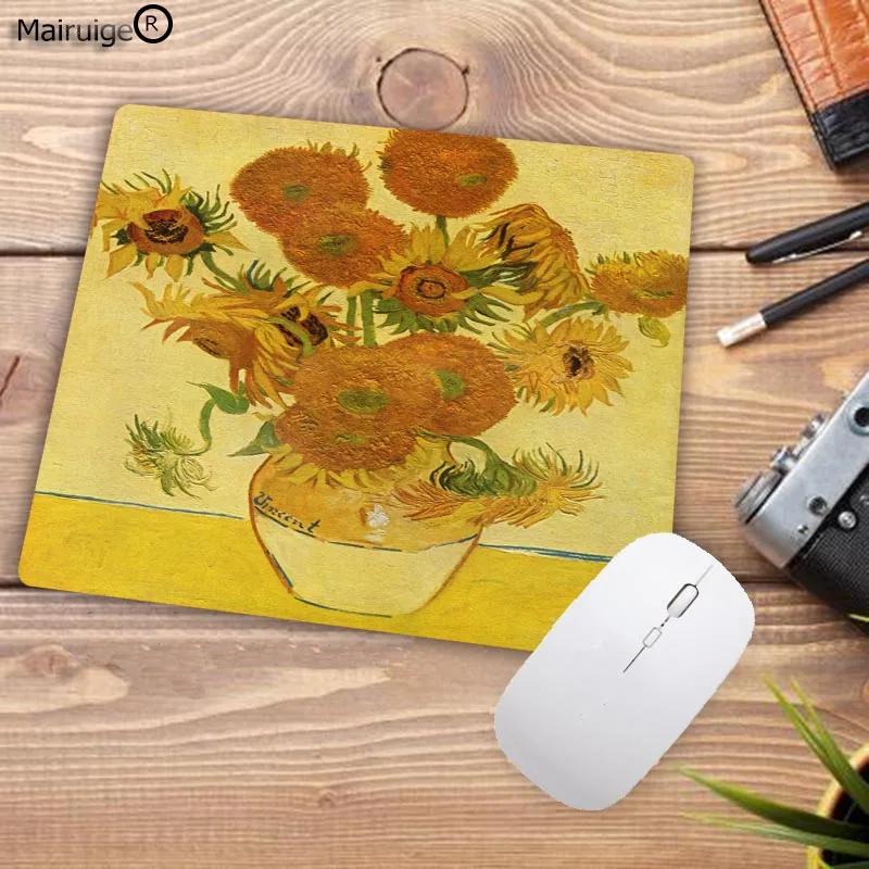 Van Gogh Gamer Play Mats Rubber Art Flower Mouse Pad Small Size 18x22cm Gaming Mouse-pads for Office Desk Mat Office Setup