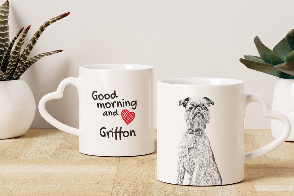 Griffon Bruxellois, Brussels Griffon – Cup with a dog, adorable cup with a heart-shaped handle | Art-Dog
