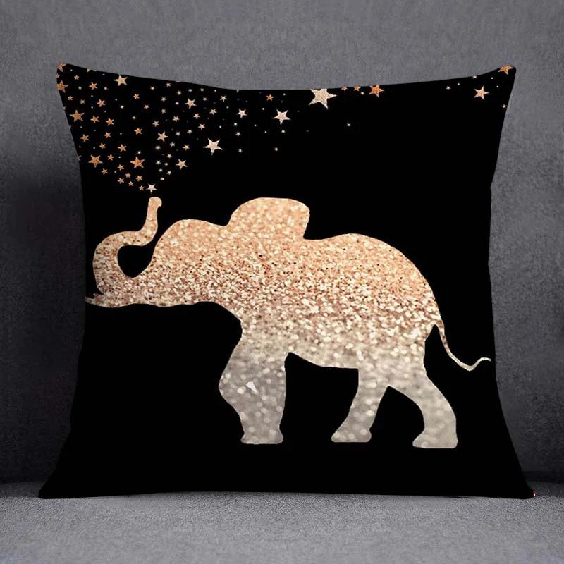 Quadratischer Kissenbezug mit geometrischem Blumenmuster in Schwarz und Gelb, dekorativer Kissenbezug für Zuhause und Büro