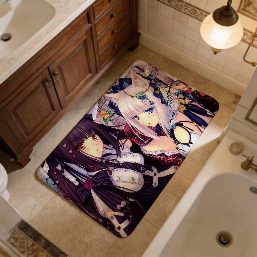 Anime Kawaii Girl Nekopara Door Mat Washable Non-Slip Living Room Sofa Chairs Area Mat Kitchen Doormat Area Rug