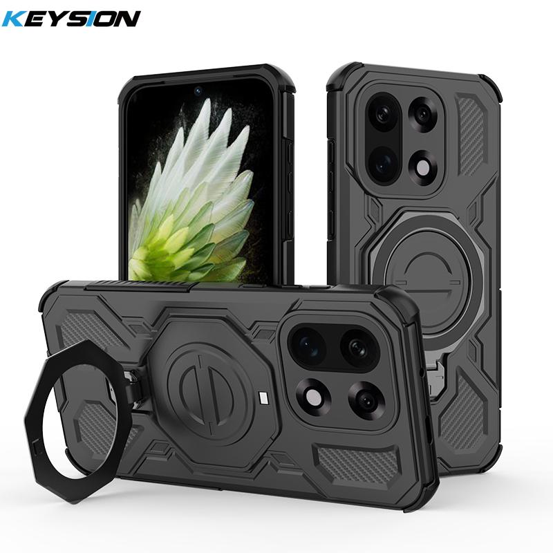 KEYSION Stoßfeste Magnetische Hülle für OnePlus 15 5G TPU+PC Aufrechter Live Metallring Ständer Handy Rückseite für One Plus 1+ 15