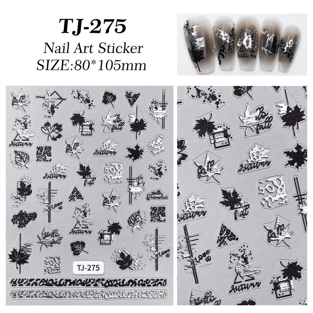 Gold & Silver Maple Leaf Nail Stickers - Adhesive, Versatile, Gilded DIY Art Ornaments