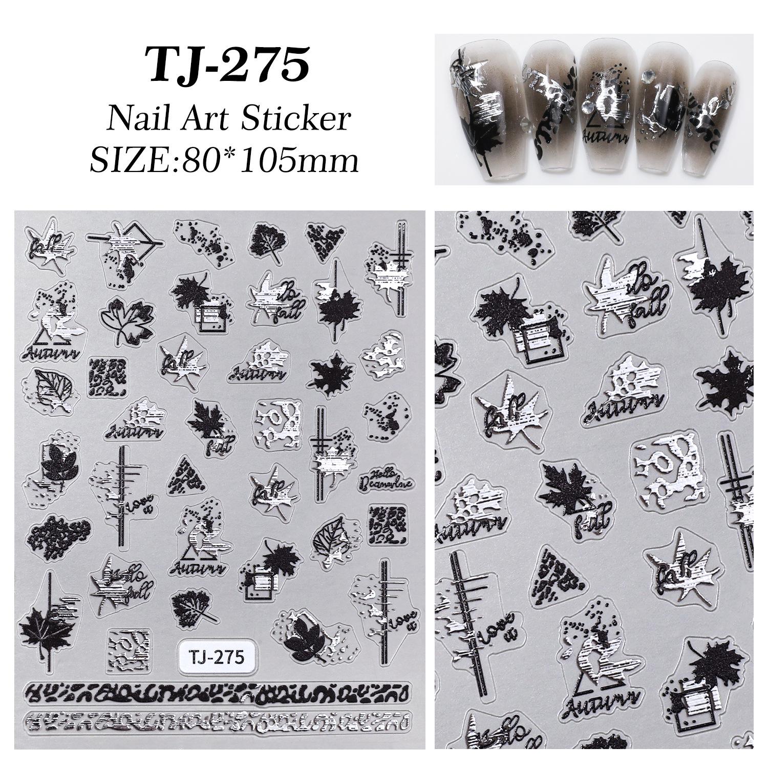 Gold & Silver Maple Leaf Nail Stickers - Light Luxury Thanksgiving Nail Art