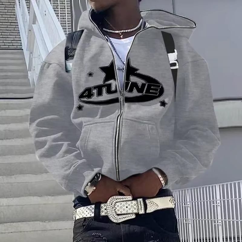 Bluzy Rozpinane Kardigany z Kapturem Ciepło Bluzy Estetyka Litery Trend Codzienne Hip Hop Y2k Nowe Bluzy Odzież Męska