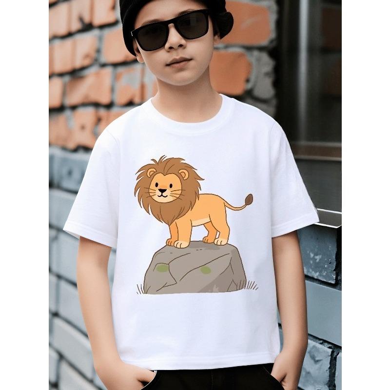 Taglie europee T-shirt da ragazzo Design Artistico Stampato, Ideale per Attività all'Aperto, Morbido Top a Maglia, Comodo e Traspirante, Adatto per l'Estate