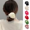 Korean Women Rose Elastic Hair Bands Hair Scrunchies Big Flower Satin Hair Rope Charm Horsetail Gentle Hair Accessories
