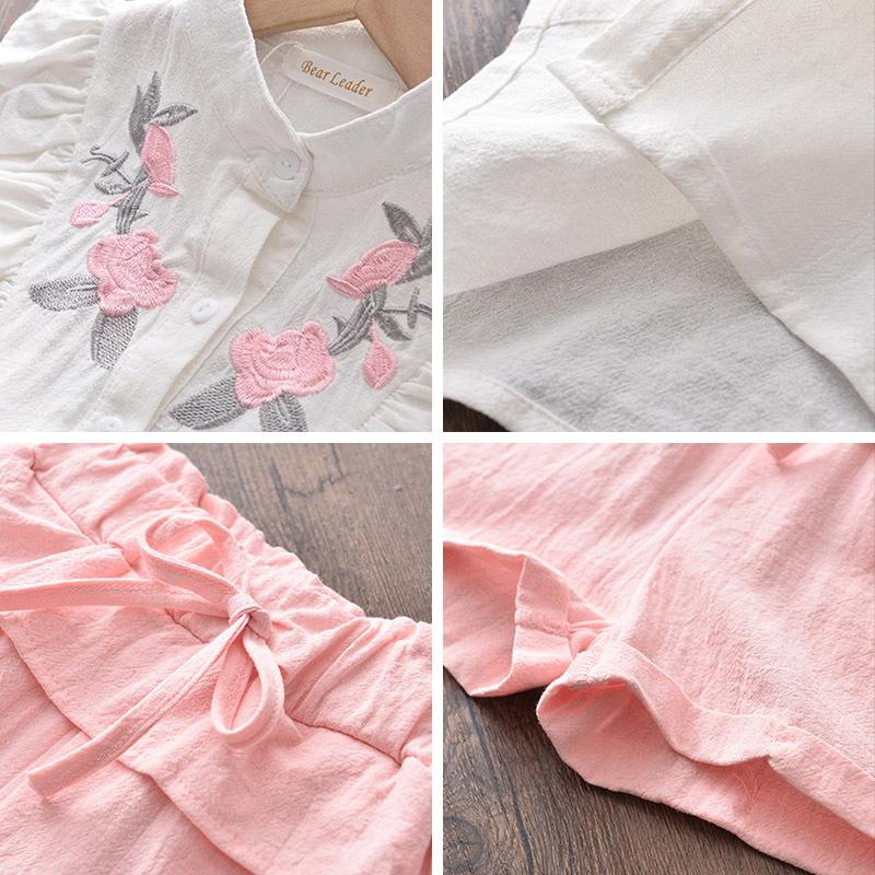 Hot-selling Girls' Embroidered Sleeveless Shirt and Shorts Two-piece Set for Summer