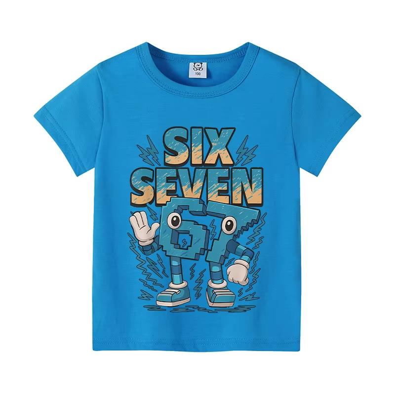 Kids SIX SEVEN  Brainrot Meme Graphic TShirt Soft Cotton Casual Wear for Boys  Girlsdf0154