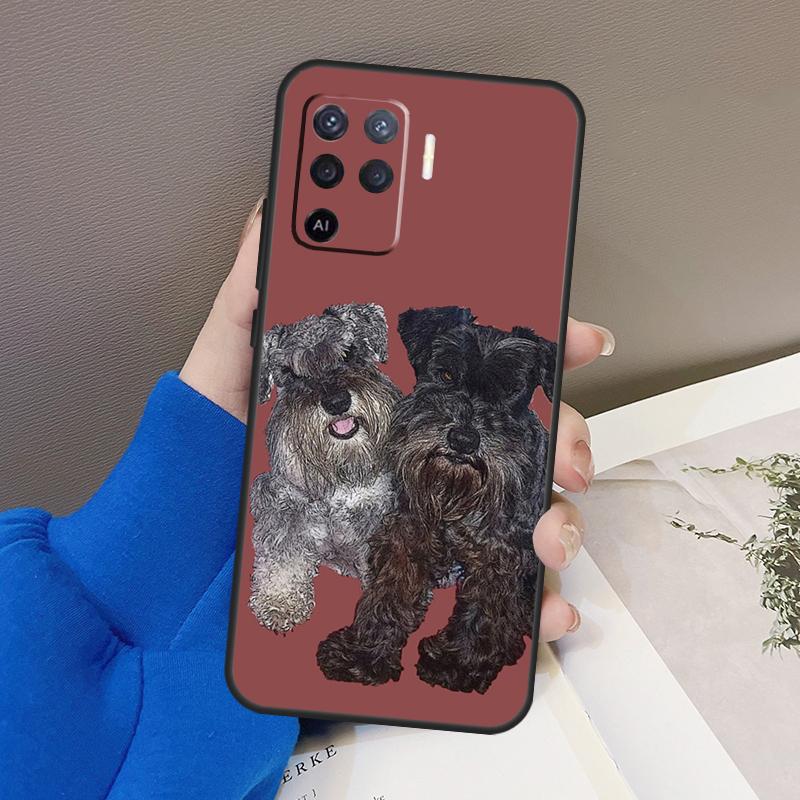 Copertura Artistica per Cucciolo di Schnauzer per OPPO A15 A16 A3S A5S A52 A72 A94 A74 A54 A83 A91 A93 A31 A5 A9 2020 A53 S