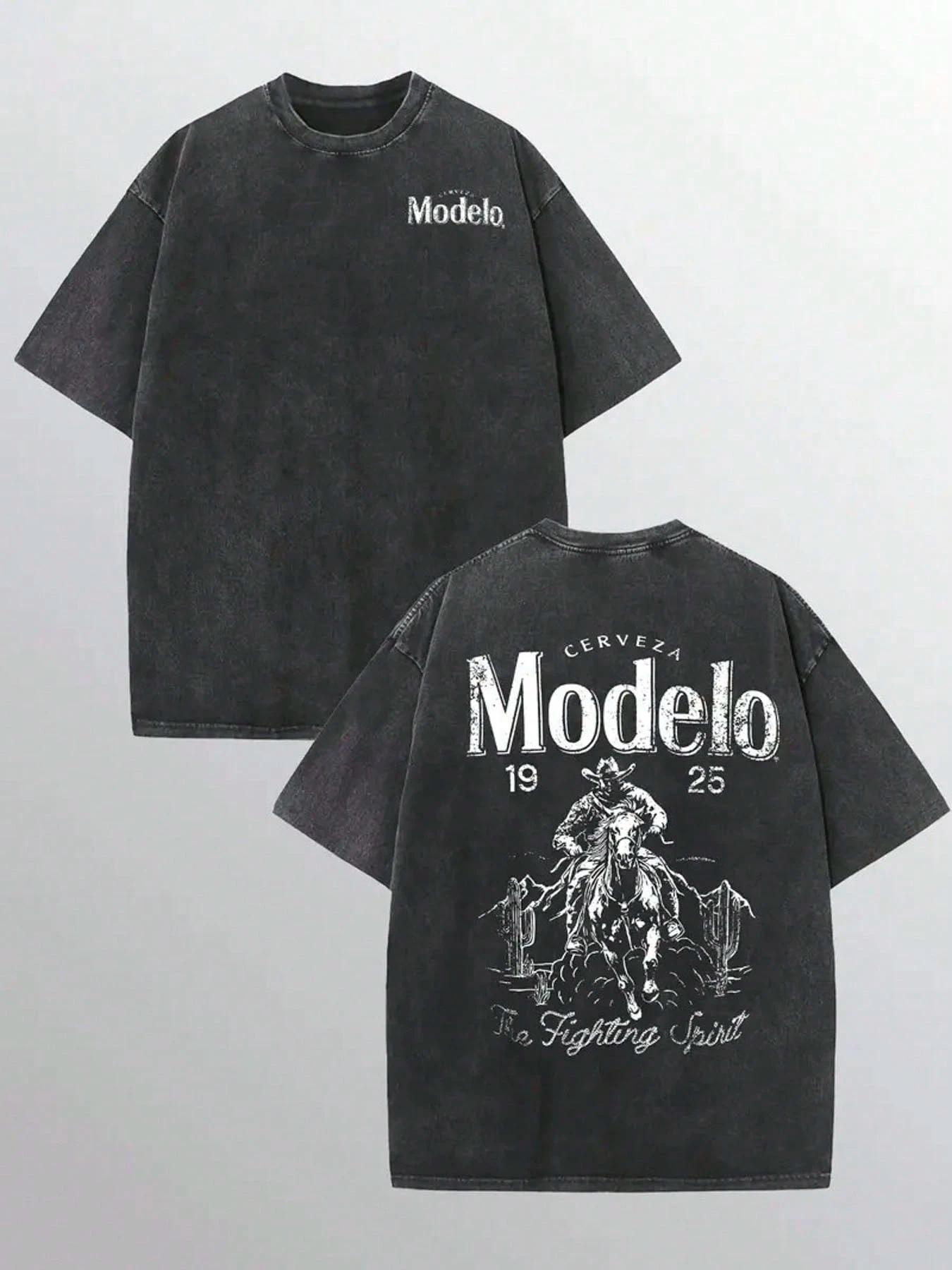 

Modelo Cerveza 1925 Anniversary Vintage Graphic Print Cotton T Shirts for Men 2025 Summer Streetwear Short Sleeve Tees Casual S