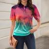 Women's Casual Floral Print V-Neck Short Sleeve Decorative Button T-Shirt Top