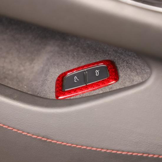 Red Carbon Car Interior Door Lock Button Frame Trim Cover For Corvette C8 +