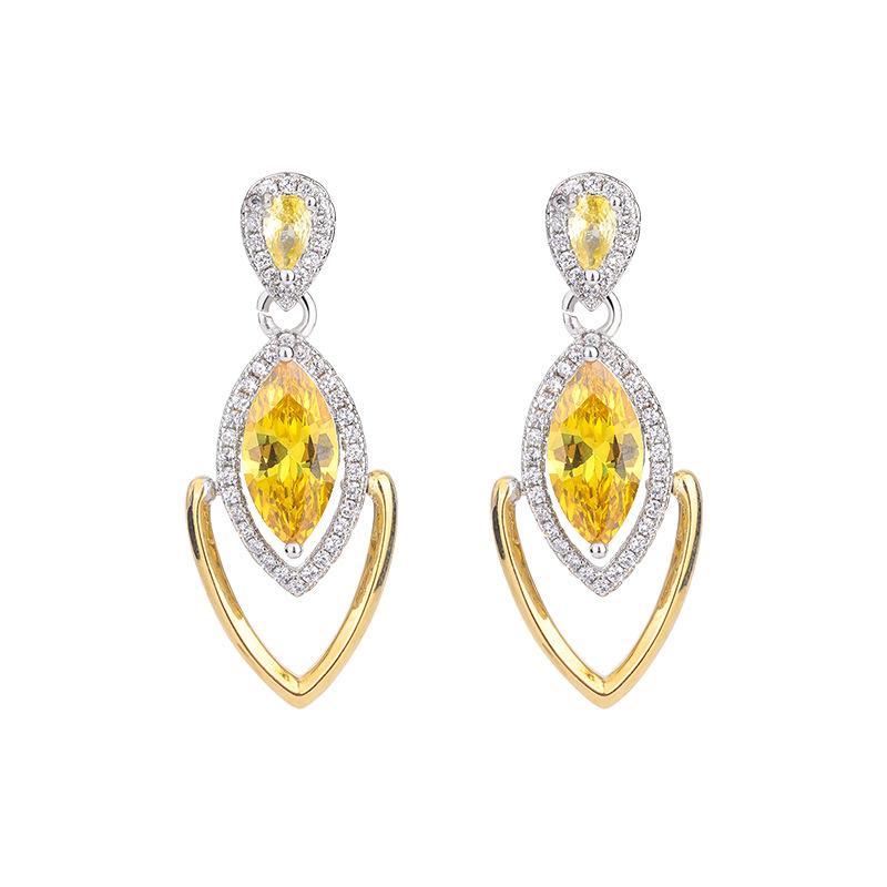 Jewelry Emerald Horse Eye Retro Water Drop Zircon Colored Treasure Diamond-Encrusted
