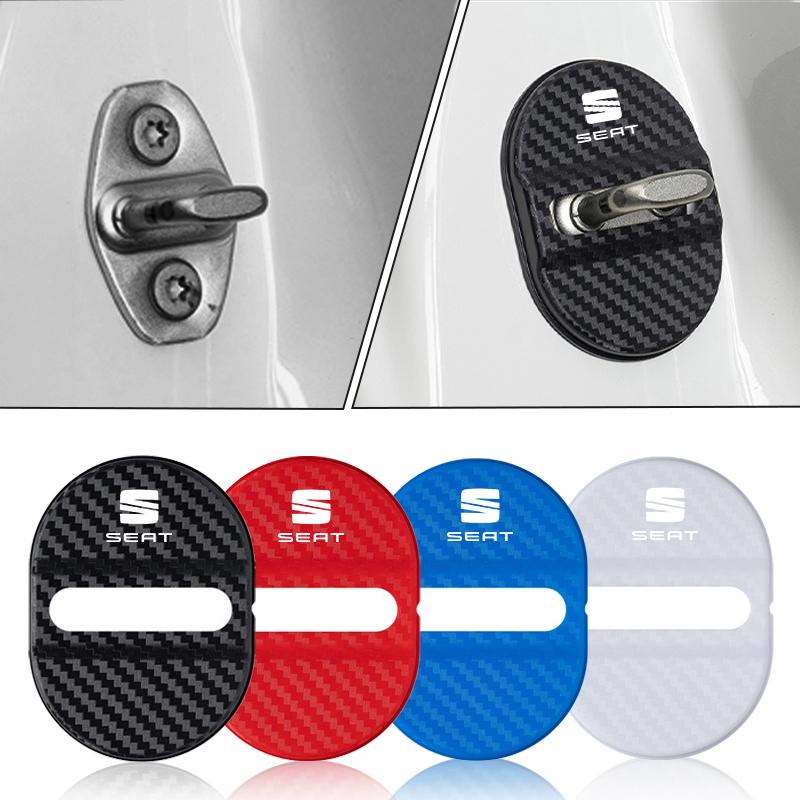 wzbn2 4PCS Car Door Lock Protective Cover Self-adhesive Car Decorative Accessories Car Door Lock Anti Rust Sleeve For Seat Leon Ateca