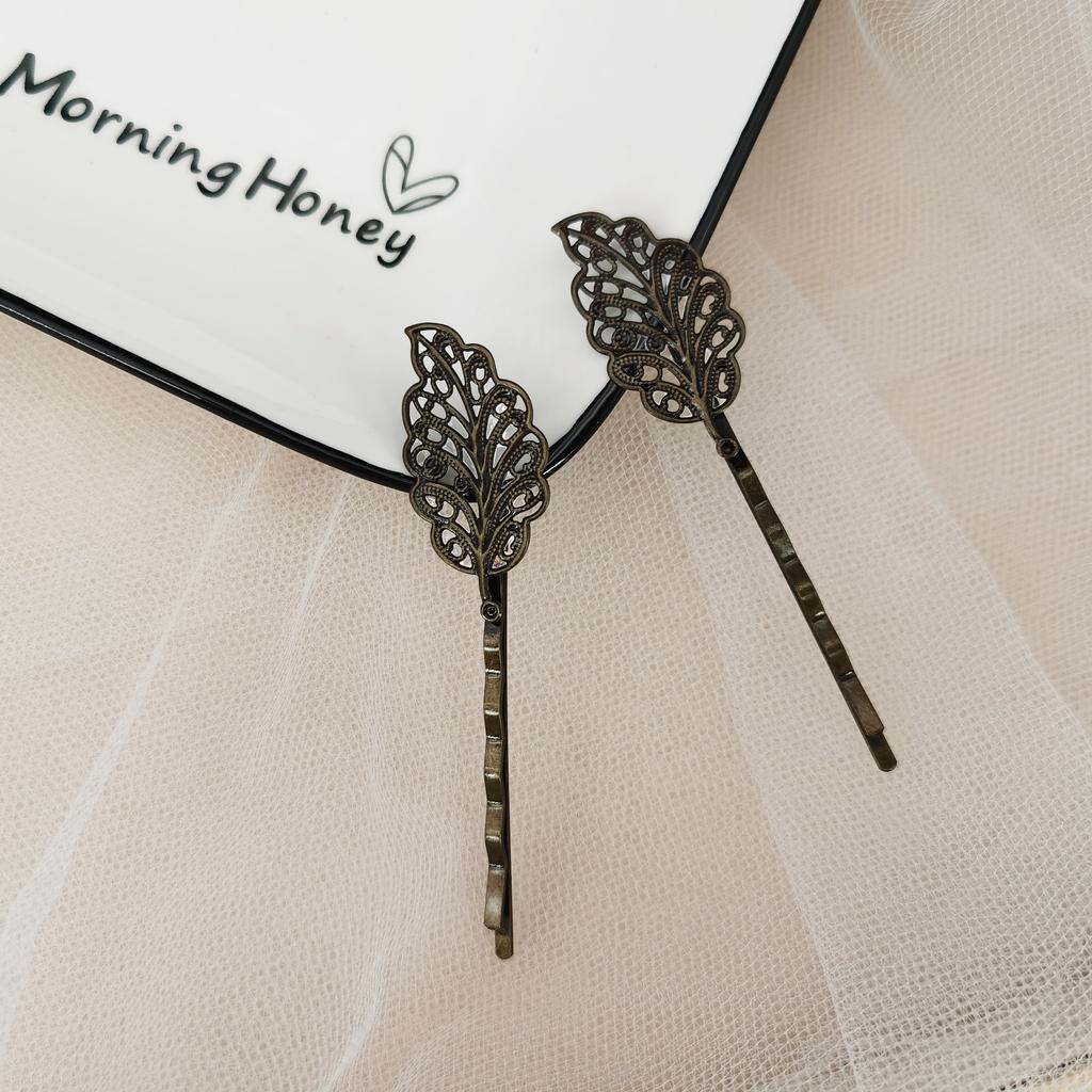 Gold Color Metal Leaf Hair Clip Girls Hairpin Barrette Flowers Rhinestone Hairpins Women Accessories Jewelry Gifts