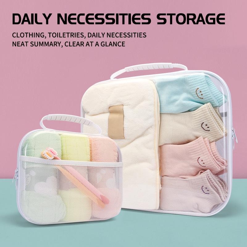 3pcs/set PVC Zipper Mesh Hard Shell Storage Bag Large Capacity Travel Toiletry Organizer Outdoor Cosmetic Toiletry Bag