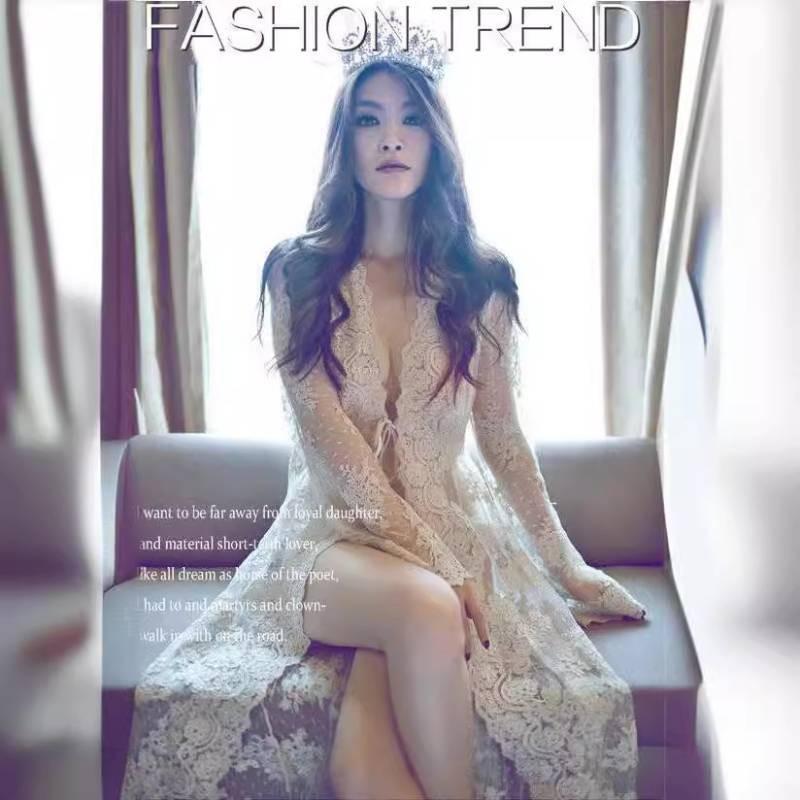 Long Dress With Lace Embroidery For Beach Vacation And Casual Wear