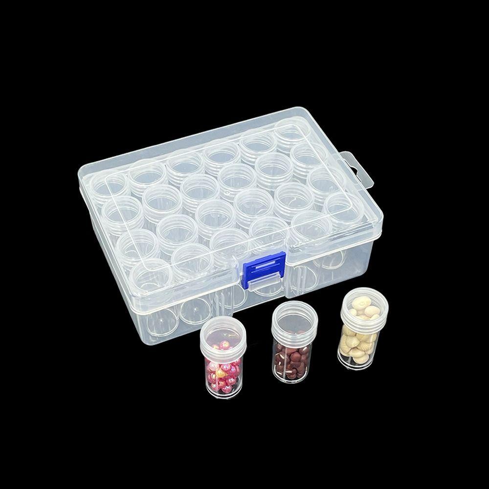 24/30/38/48/60/80 Bottles Diamond Painting Storage Containers Round DIY Jewelry Organizer Box Plastic Transparent