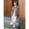 Spring and Autumn Japanese Style Retro Plaid Shirt Men's and Women's Hong Kong Style Loose Casual Long Sleeves Shirt Thin Preppy Style Coat