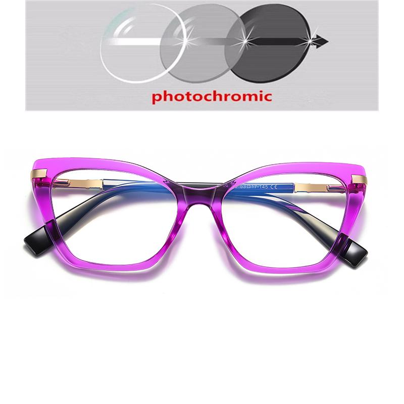 Blue Light Blocking Cat Eye Nearsighted Glasses For Women Spring Hinge TR90 Prescription Spectacles Diopter 0 -0.5 -0.75 To -6.0