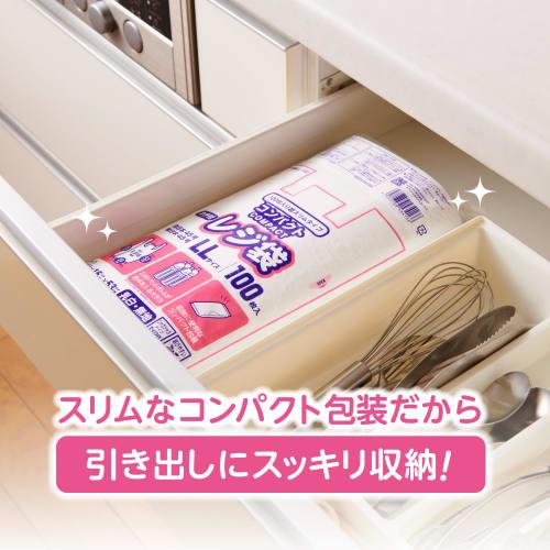 Gusseted Shopping Bags, Milky White, Size LL, 100 Bags per Pack, Fits Western Japan Size 45 and Eastern Japan Size 45, Holds Approximately Four 2L Pla