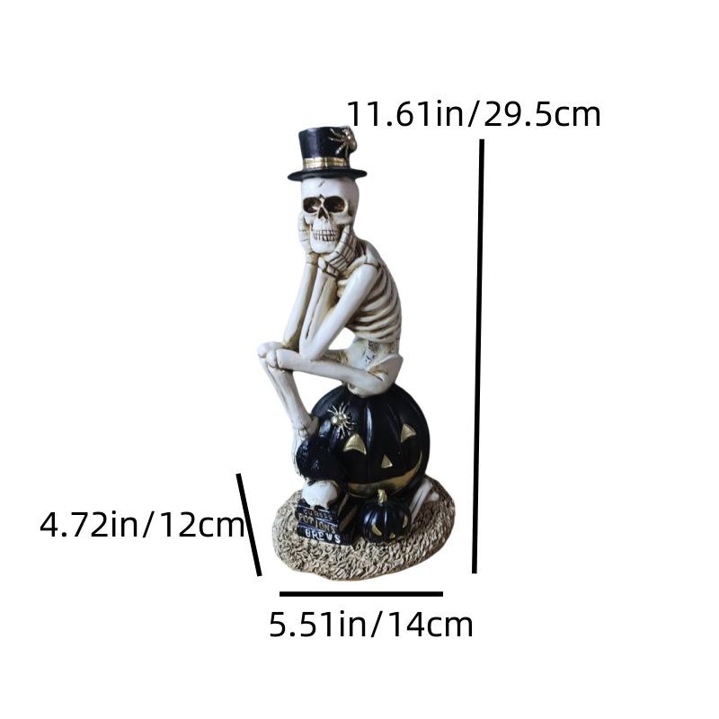 

Halloween cartoon skull character ornament secret room haunted house funny atmosphere skull head resin ornament