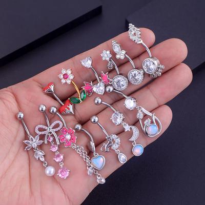 Piercing do pupíku s přívěskem ve tvaru srdce, mašle, pro ženy a dívky, piercing do pupíku, šperky, doplňky, sexy, jemný piercing do pupíku, dárky