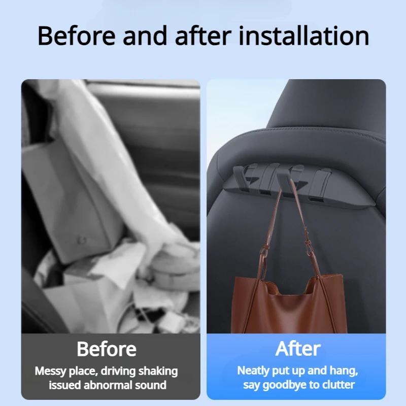 For Tesla Model 3 Y 2017-2025 Car Seat Hidden Hooks Purse Bag Hanger Back Seater Headrest Bracket Hanger Organizer Accessories